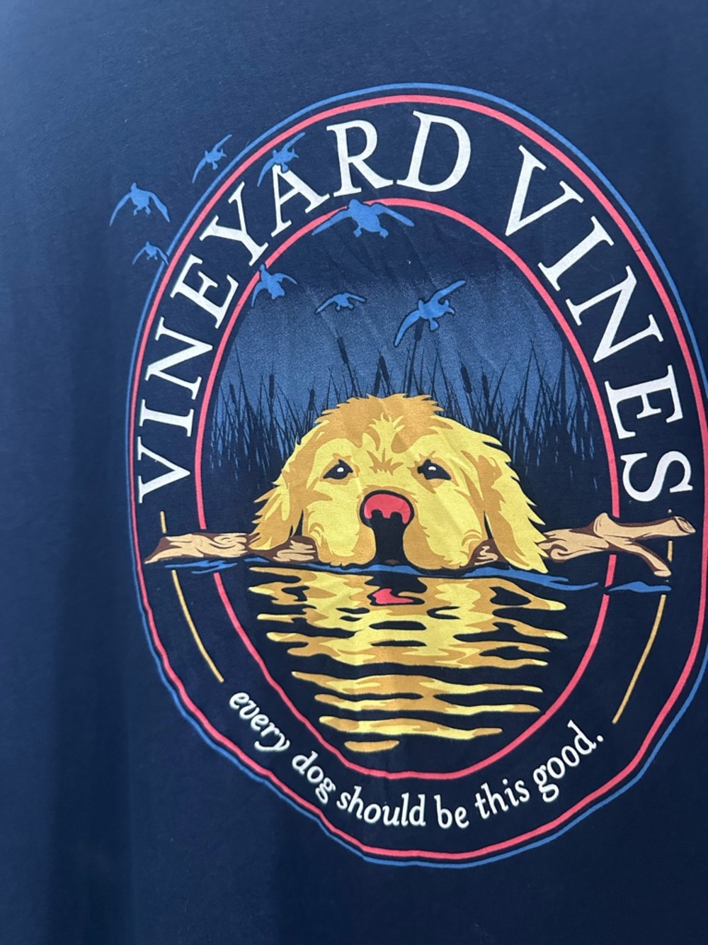 Vineyard Vines Graphic Tee - Navy with Yellow Dog SZ XL